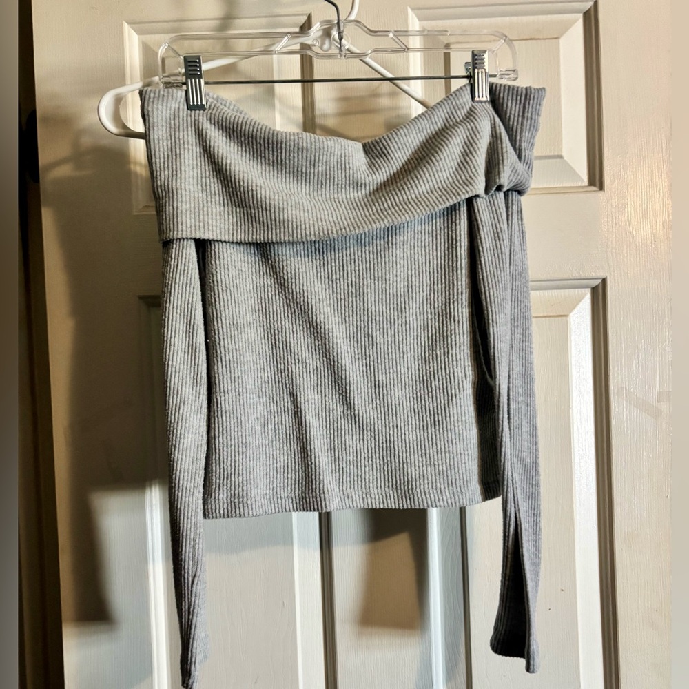Altar'd State Heather Gray off shoulder sweater